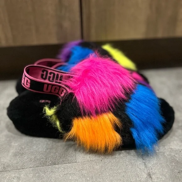 UGG Fluff Yeah Party Spots Slippers size 10 NWT - Picture 2 of 11